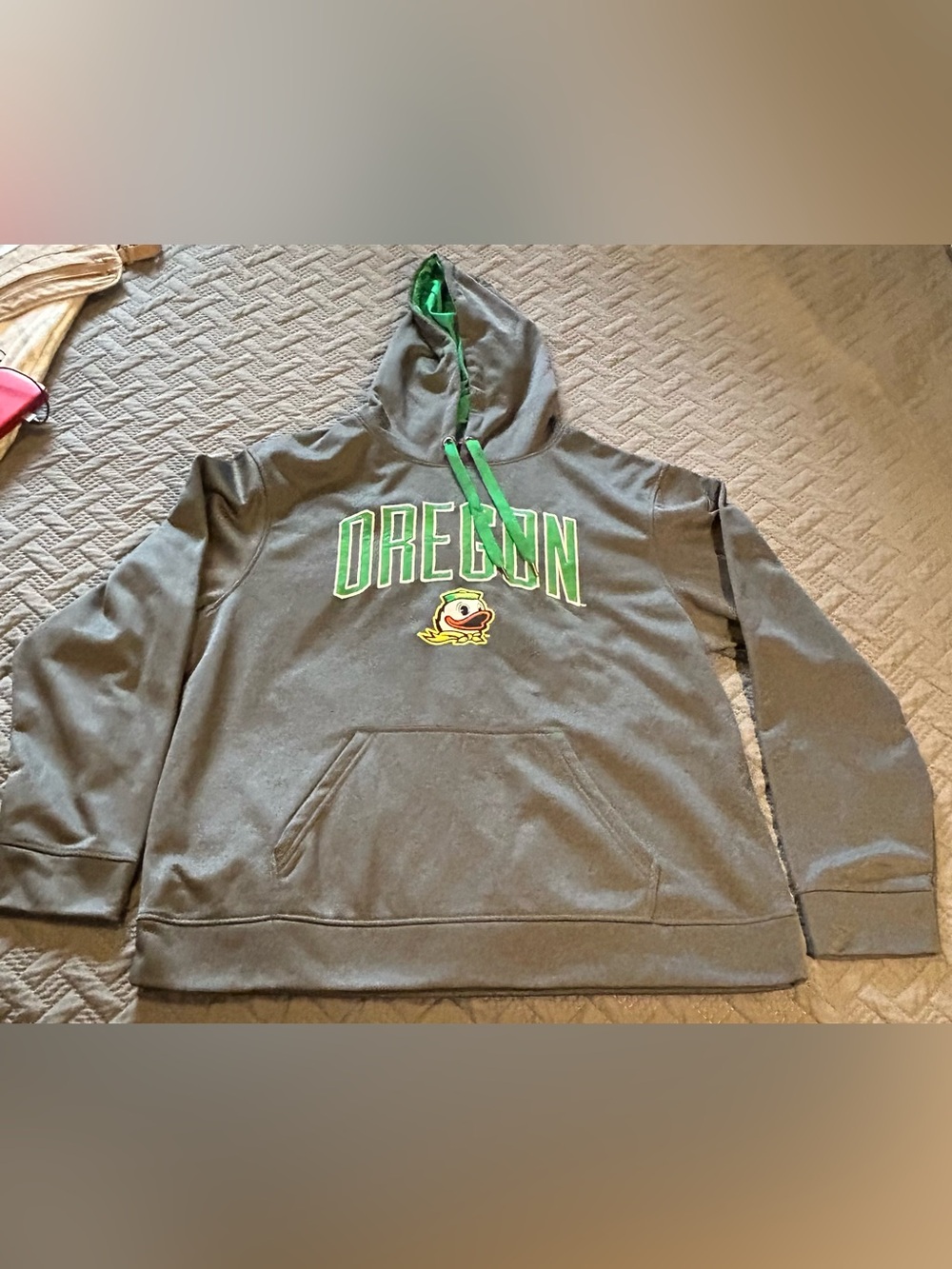 Very nice Oregon Ducks Gray Hoodie with Green Accents Size XL